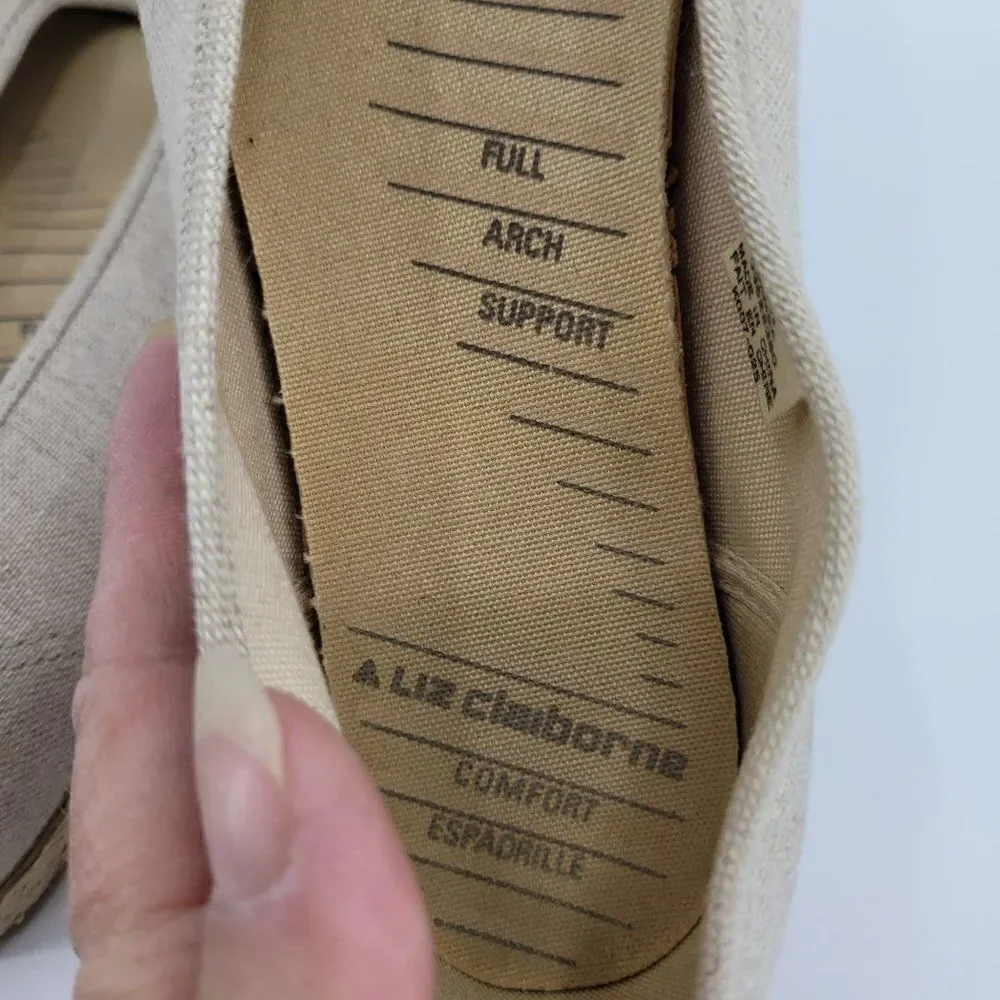 Liz Claiborne Vintage Samba Comfort‎ Espadrille Flats Arch Support Tan Sz 7